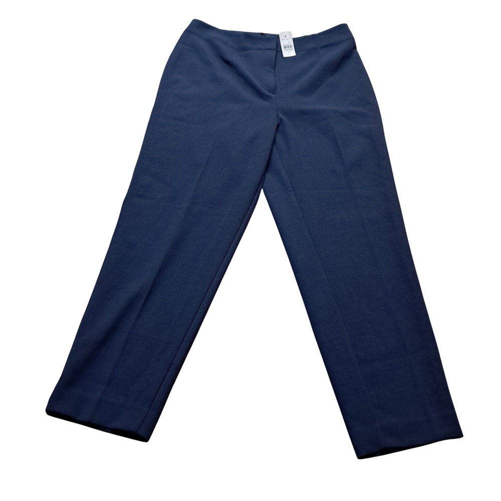 NWT Ann Taylor Dress Pants Womens 8 Navy Blue Slim High Rise Ankle Work Career